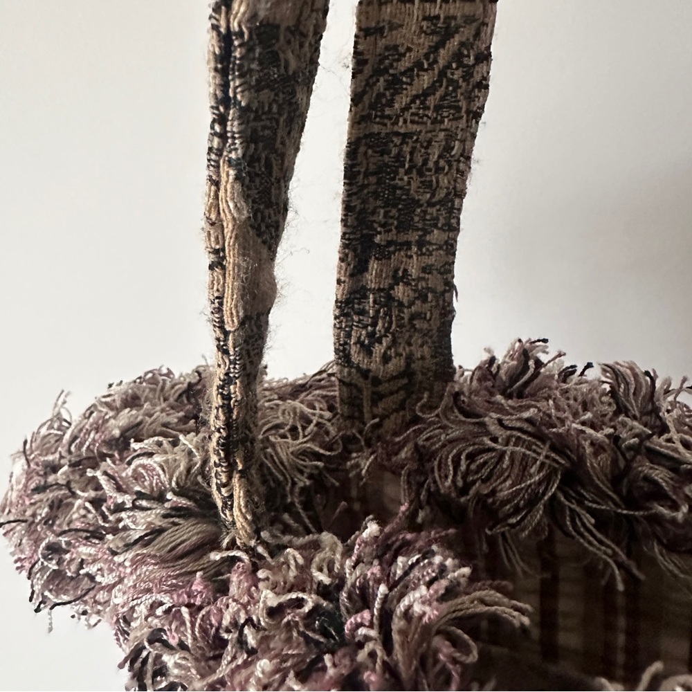 Vintage Snooksacks Tribal Animal Tapestry Fringe Trim Shoulder Bag Beige Boho - Picture 12 of 13